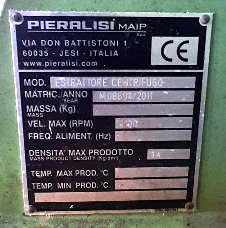 (2) Pieralisi FP 600 RS decanter centrifuges, 316SS.