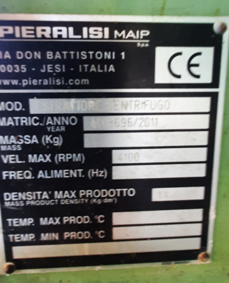 (2) Pieralisi FP 600 RS decanter centrifuges, 316SS.