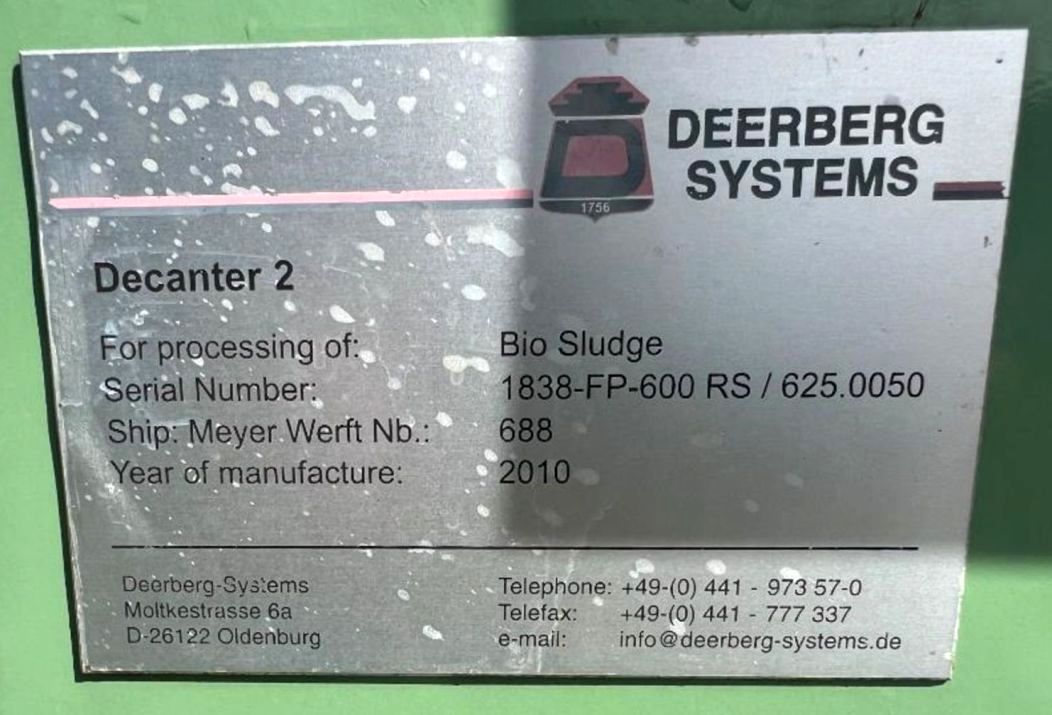 (2) Pieralisi FP 600 RS decanter centrifuges, 316SS.