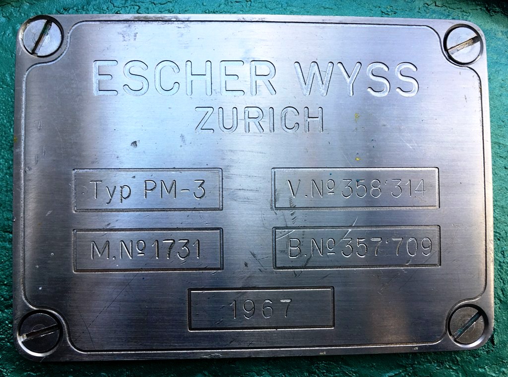 Escher-Wyss PM-3 2-stage pusher centrifuge, 316SS.