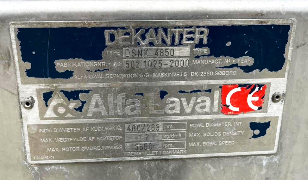 (7) Alfa-Laval DSNX 4850 sanitary decanter centrifuge, 316SS.